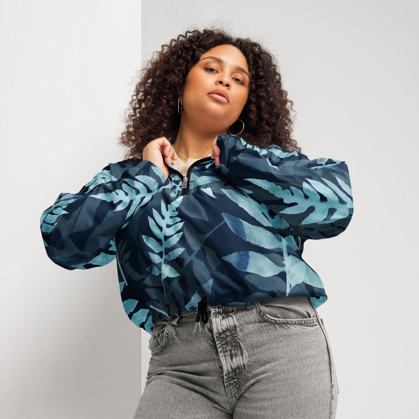 MIdnight Ferns Cropped Windbreaker