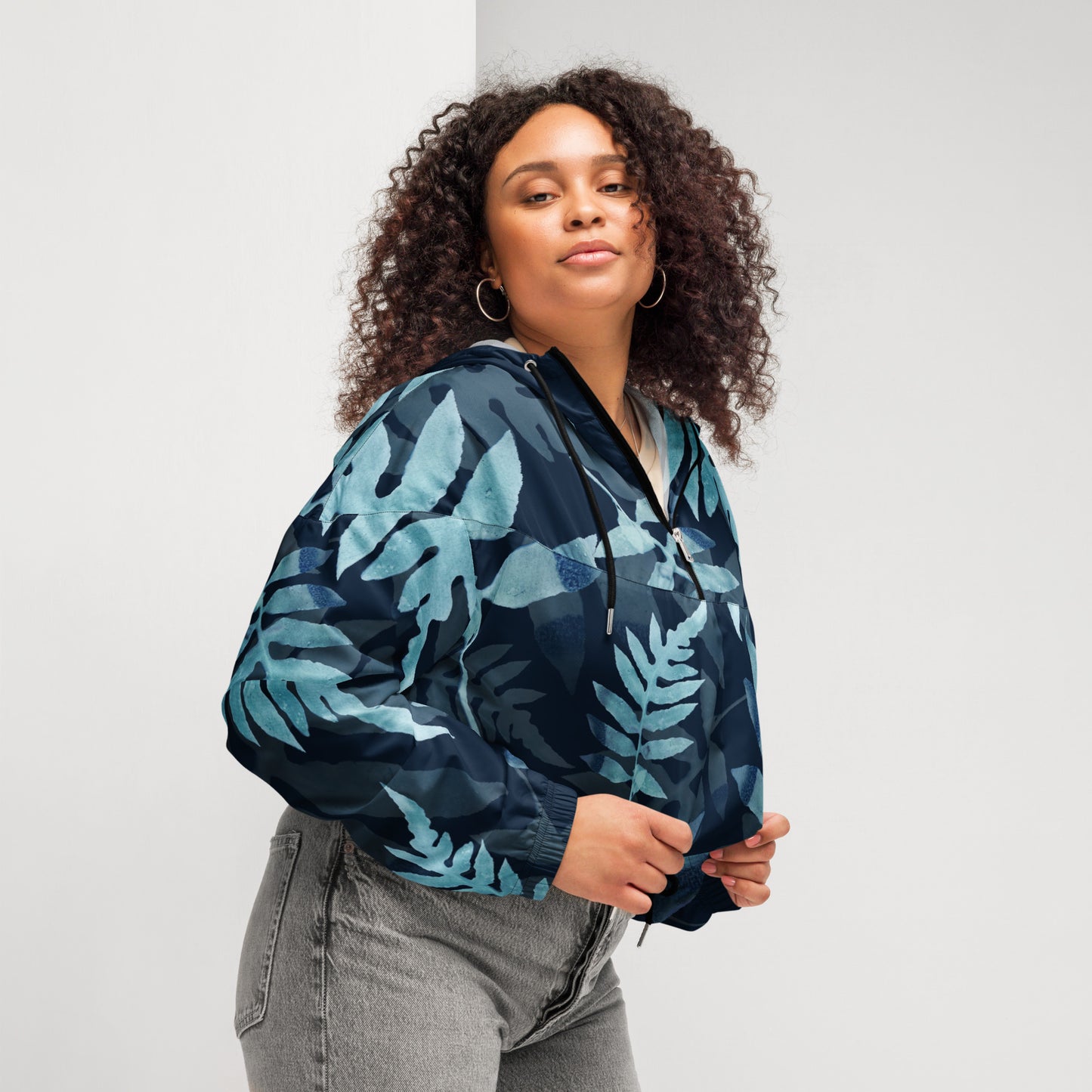 MIdnight Ferns Cropped Windbreaker