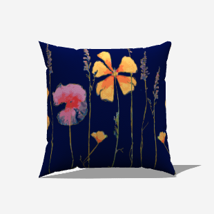 Poppy Garden Faux Linen Pillow Cover