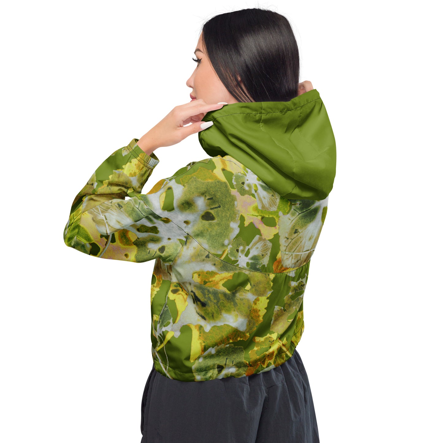 Glorious Green Violet Vibrations Women’s cropped windbreaker