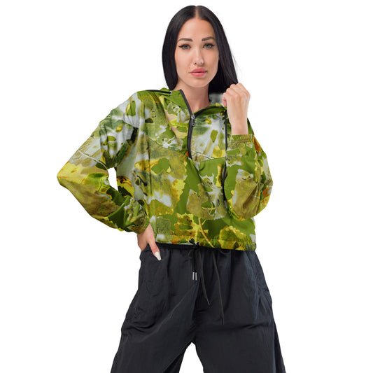 Glorious Green Violet Vibrations Women’s cropped windbreaker