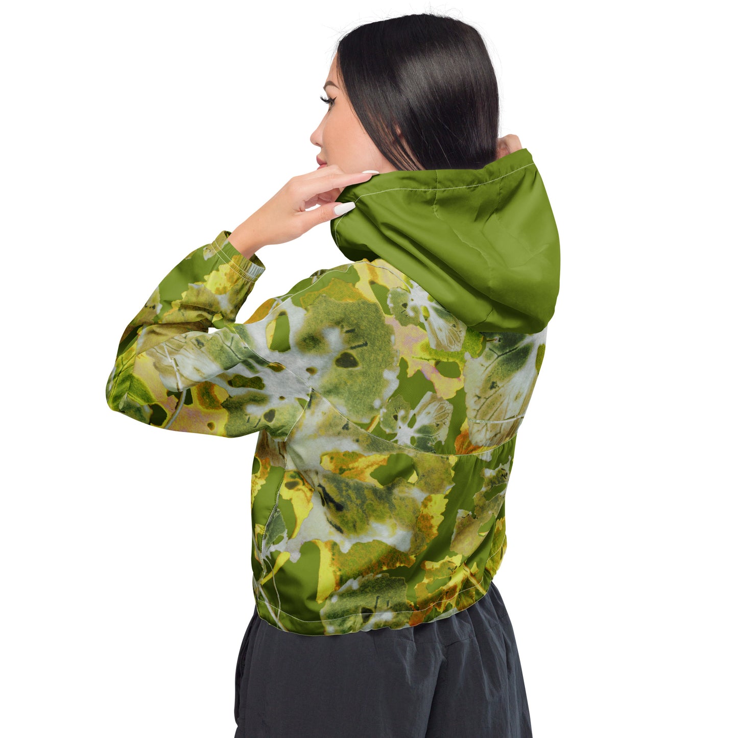 Glorious Green Violet Vibrations Women’s cropped windbreaker