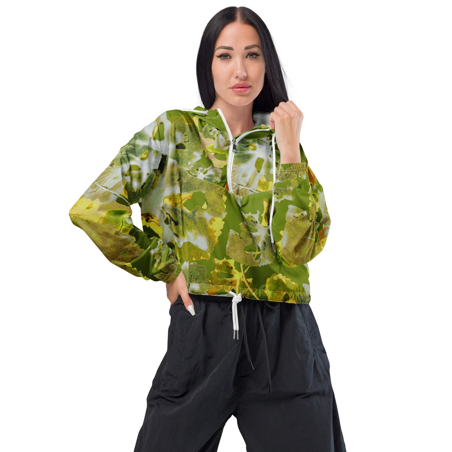 Glorious Green Violet Vibrations Women’s cropped windbreaker