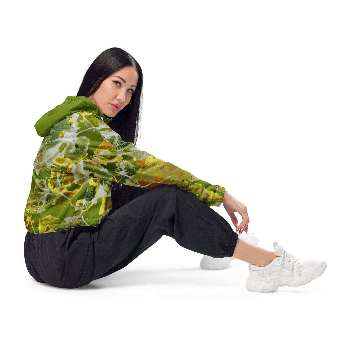 Glorious Green Violet Vibrations Women’s cropped windbreaker